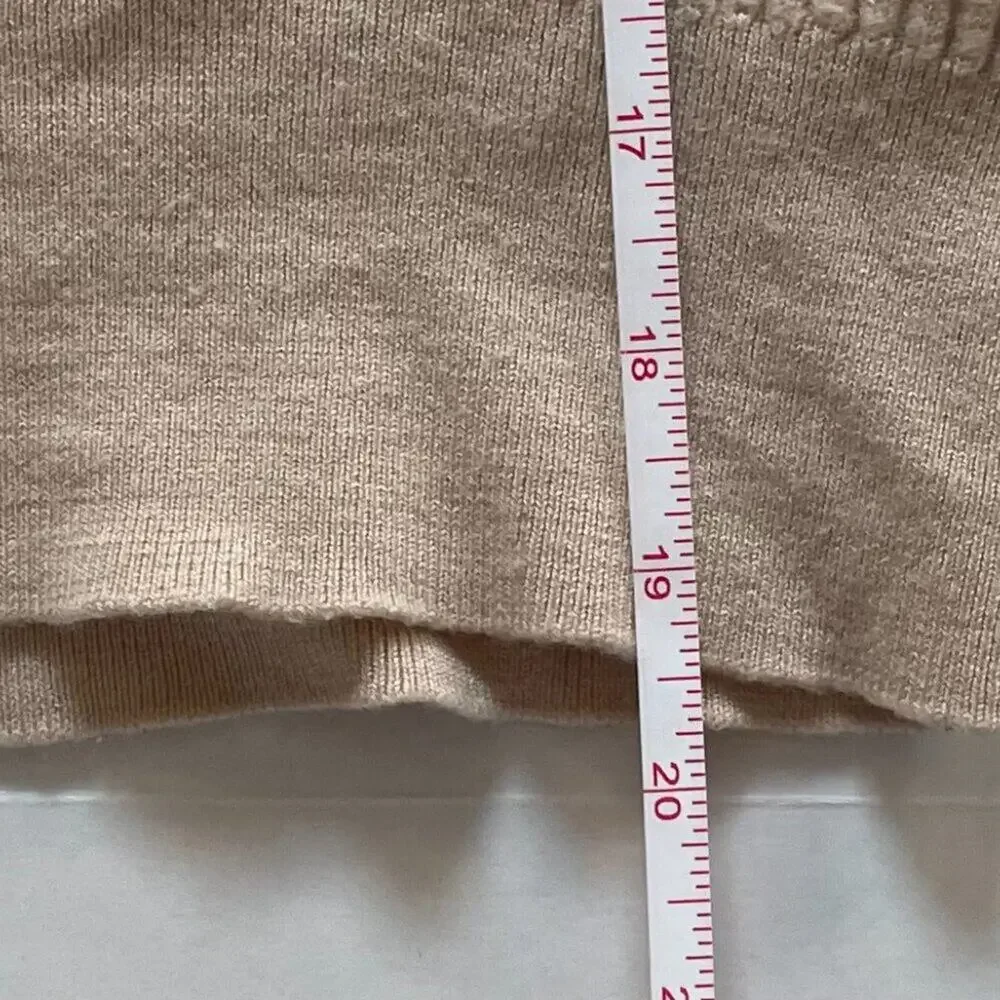 J. Crew Tan, Beige Ruffle Collar Ribbed Merino Wool Sweater, Size Small